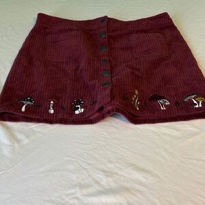 Thor Burgundy Mini Skirt with Embroidery